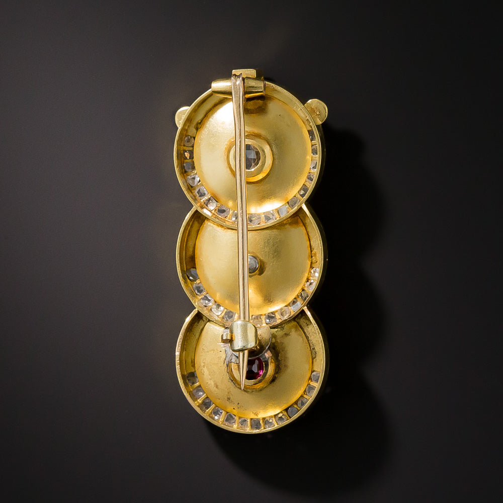 Art Nouveau Ruby, Pearl and Diamond Brooch - 7