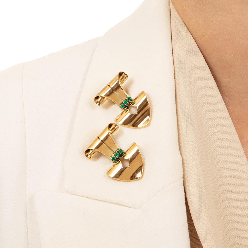Tiffany & Co. Retro Emerald Dress Clips and Earrings - 12