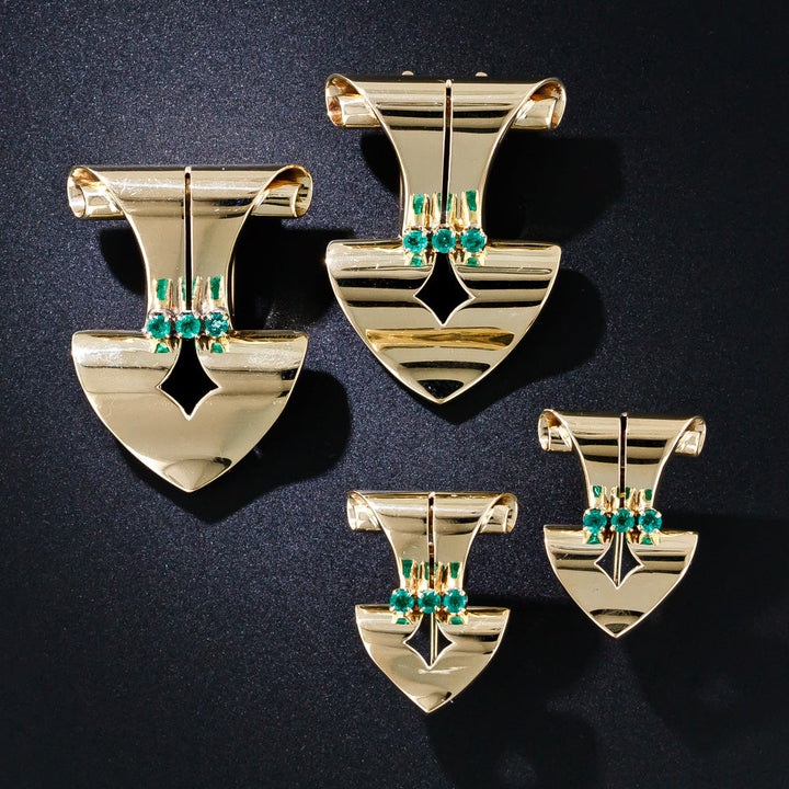 Tiffany & Co. Retro Emerald Dress Clips and Earrings