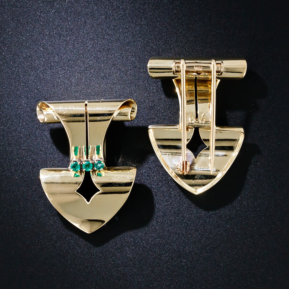 Tiffany & Co. Retro Emerald Dress Clips and Earrings - 5