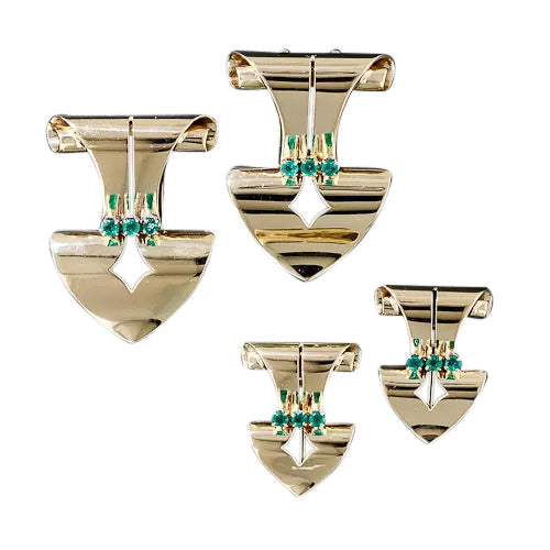 Tiffany & Co. Retro Emerald Dress Clips and Earrings - 6