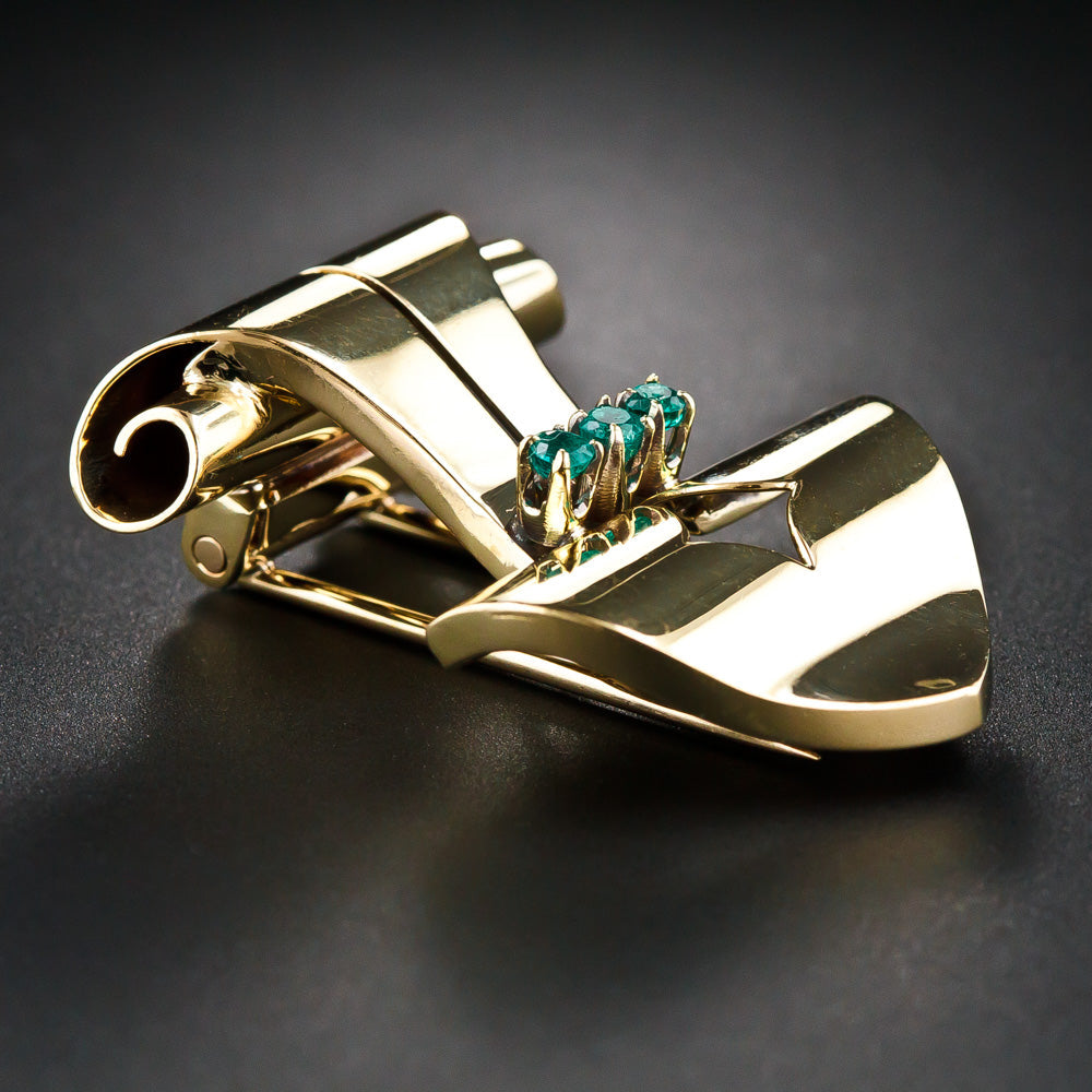 Tiffany & Co. Retro Emerald Dress Clips and Earrings - 6