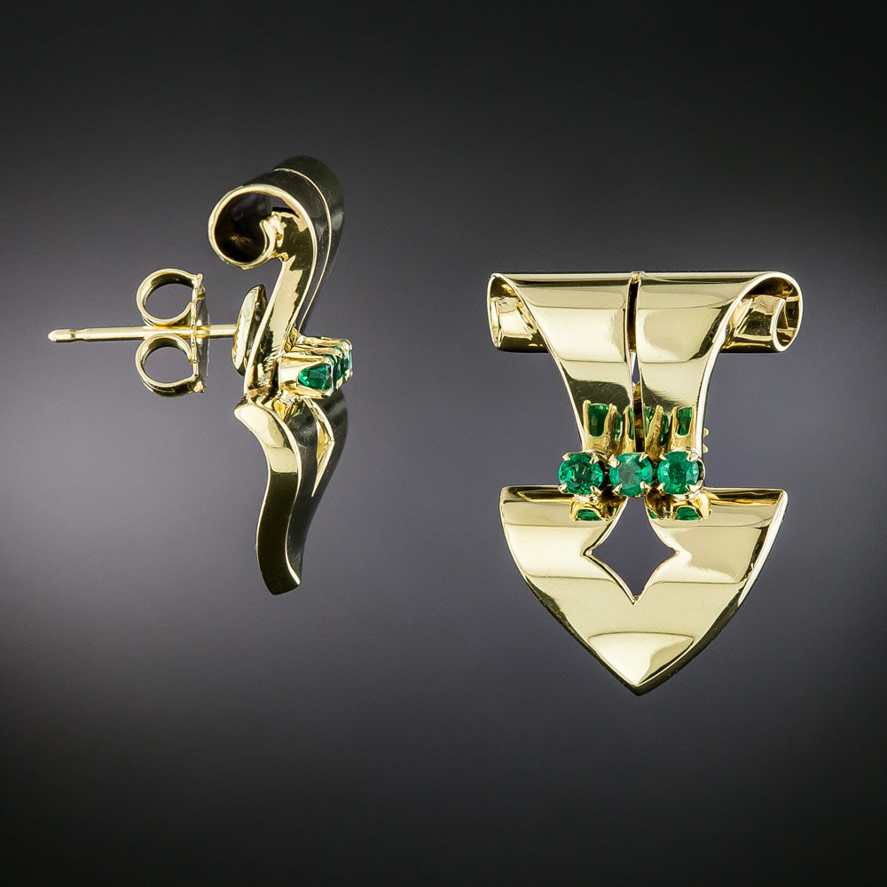Tiffany & Co. Retro Emerald Dress Clips and Earrings - 8