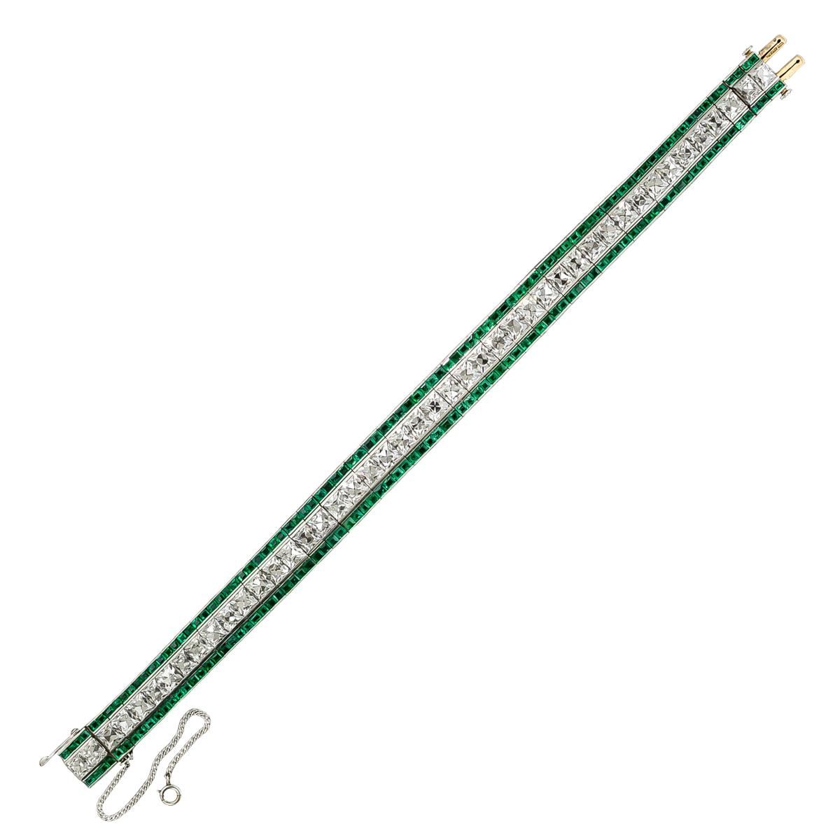 Tiffany & Co. Art Deco French-Cut Diamond and Calibre Emerald Bracelet - 6