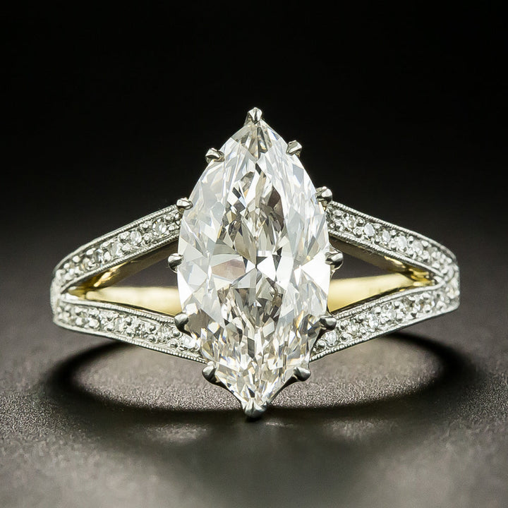 Tiffany & Co. Edwardian 2.71 Carat Marquise Diamond Ring - GIA Faint Pinkish-Brown VS1