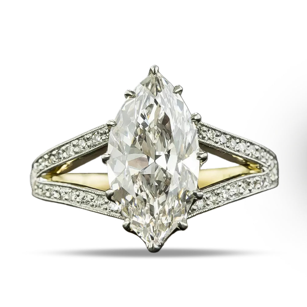 Tiffany & Co. Edwardian 2.71 Carat Marquise Diamond Ring - GIA Faint Pinkish-Brown VS1 - 3