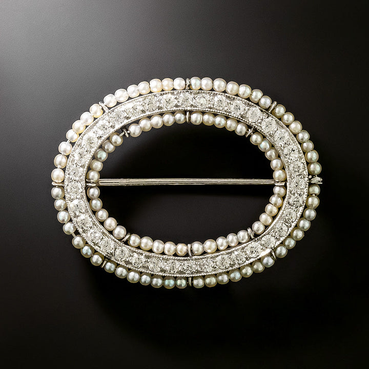 Tiffany & Co. Edwardian Natural Pearl and Diamond Brooch