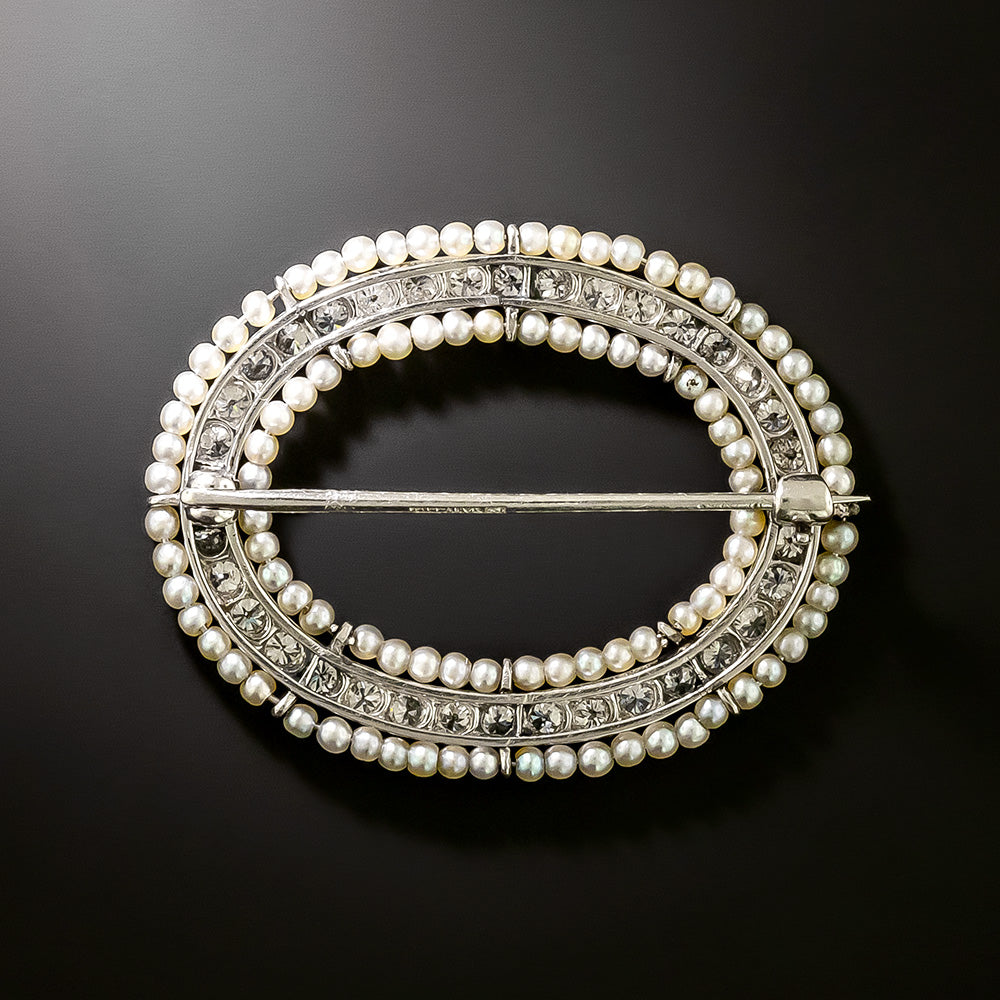 Tiffany & Co. Edwardian Natural Pearl and Diamond Brooch - 3