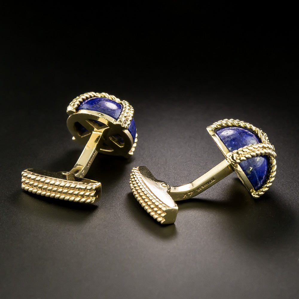 Tiffany & Co. Lapis 'X' Cuff Links - 4