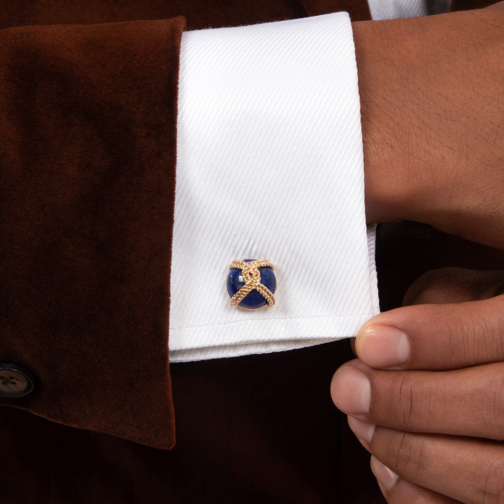 Tiffany & Co. Lapis 'X' Cuff Links - 6
