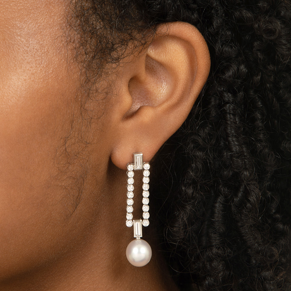 Tiffany & Co. Pearl and Diamond Dangle Earrings - 6