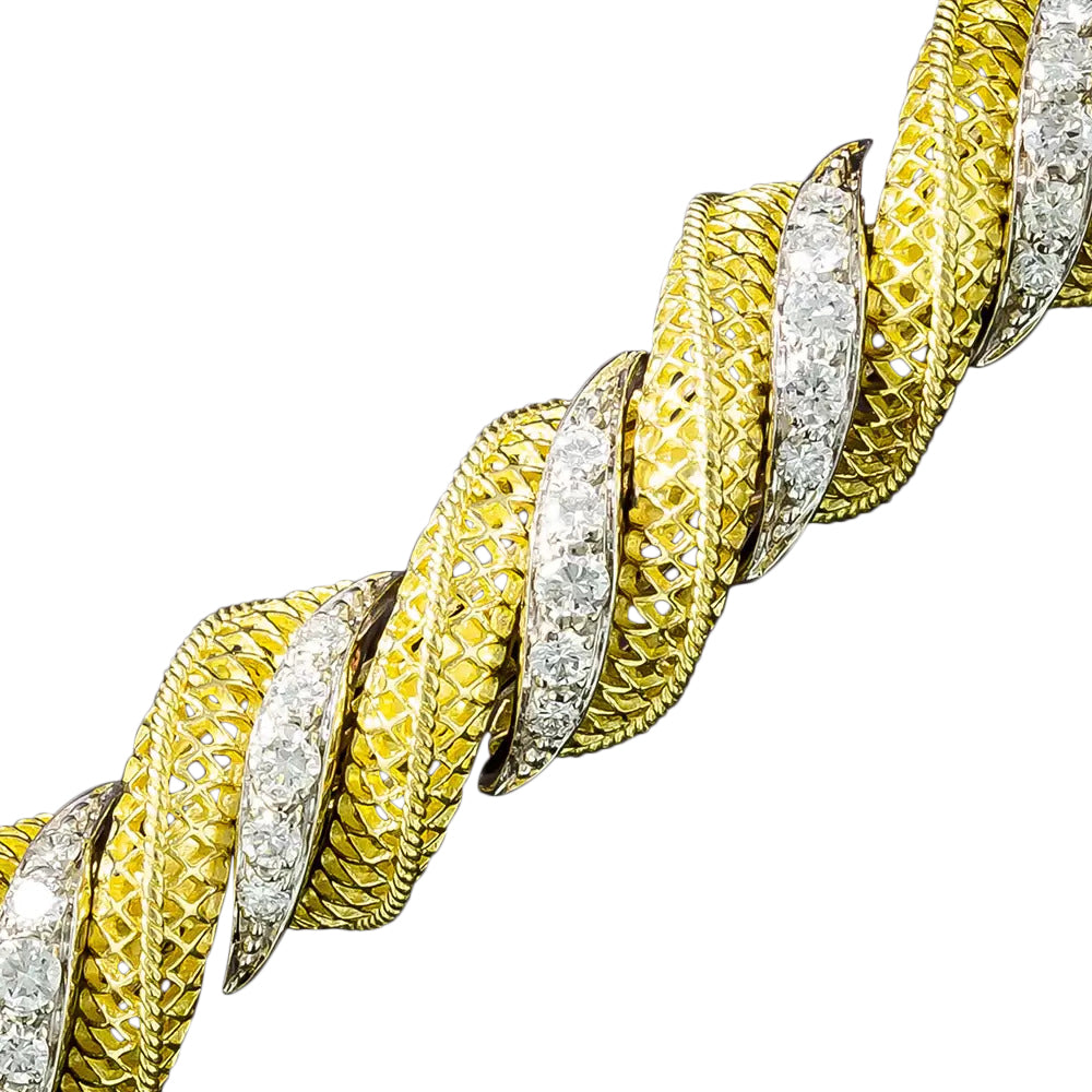 Two-Tone Macaroni Link Diamond Bracelet - 4