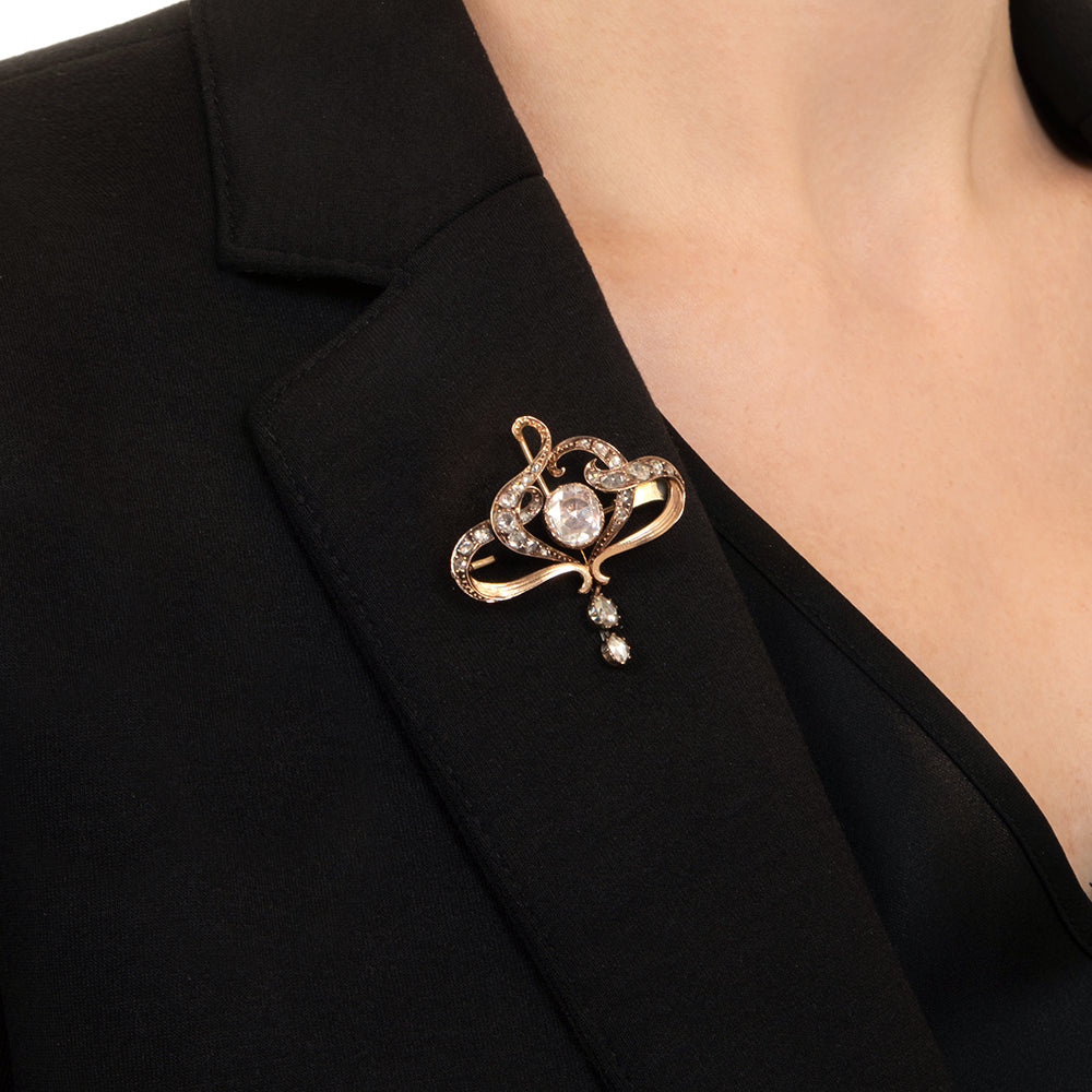 Victorian 1.32 Carat Rose-Cut Diamond Pendant/Brooch - GIA E VS2 - 5