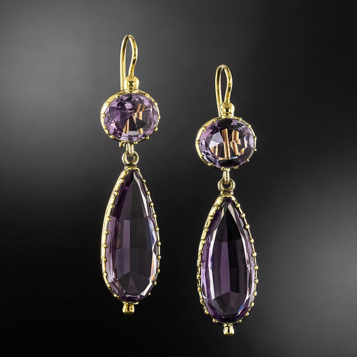 Victorian 18K Amethyst Dangle Earrings