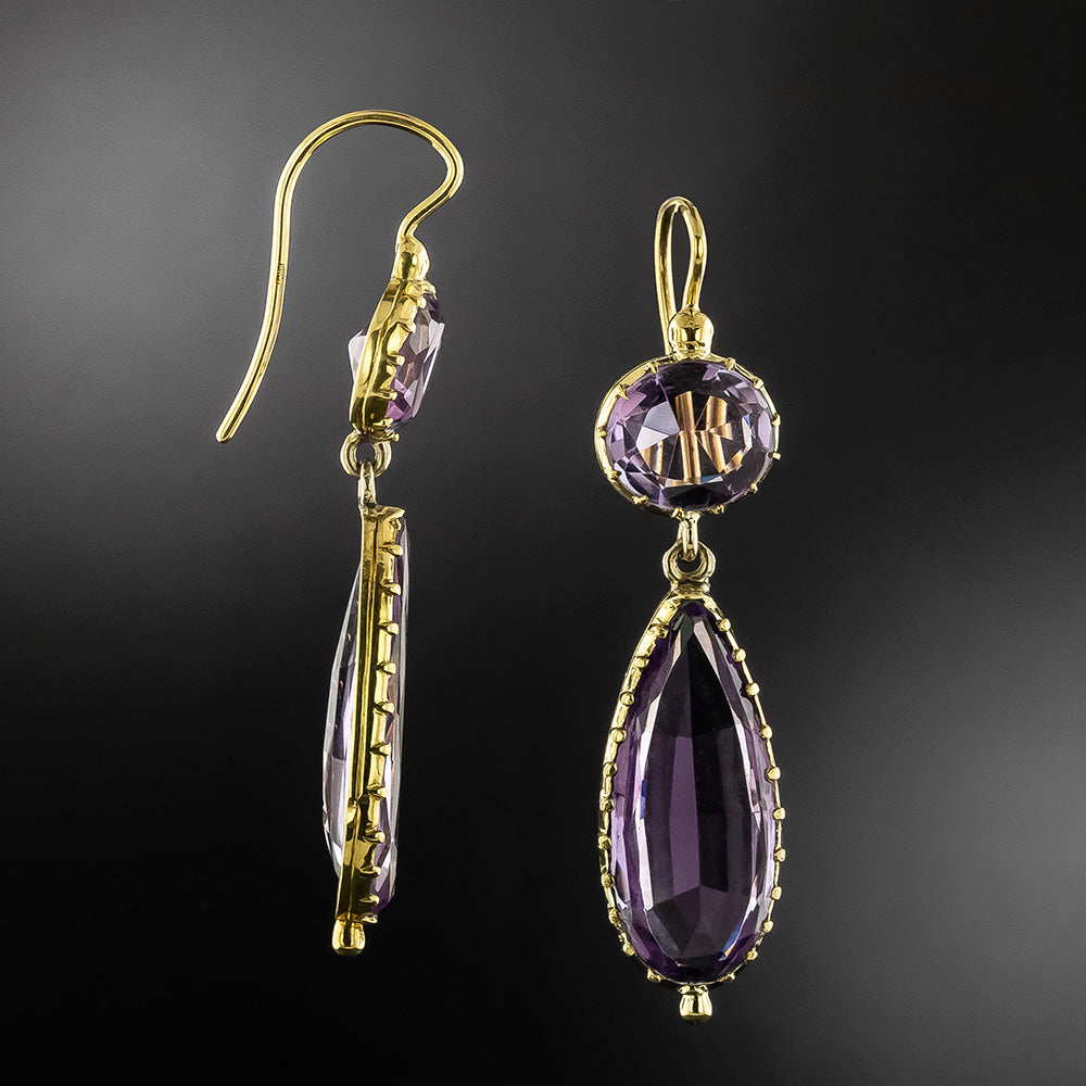 Victorian 18K Amethyst Dangle Earrings - 3
