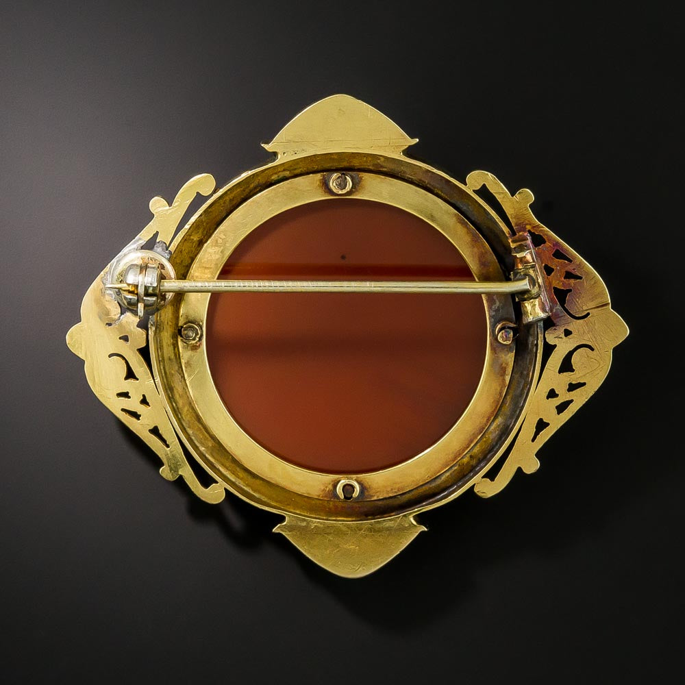 Victorian 18K Carnelian Agate Cameo Brooch - 2