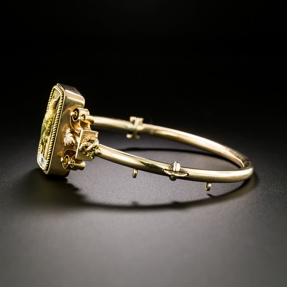 Victorian 18K Crane Bangle Bracelet - 3