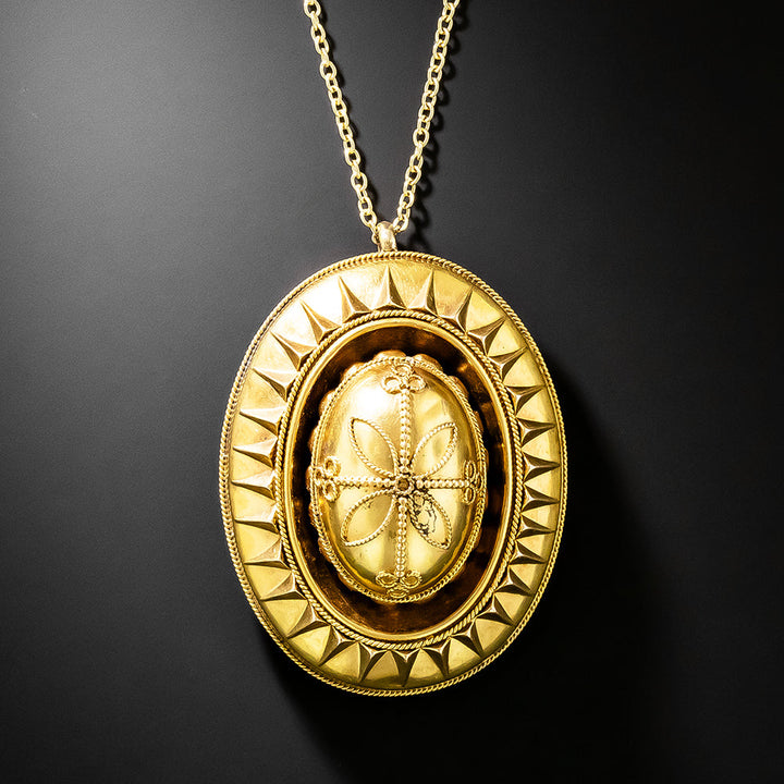 Victorian 18K Etruscan Revival Locket Pendant