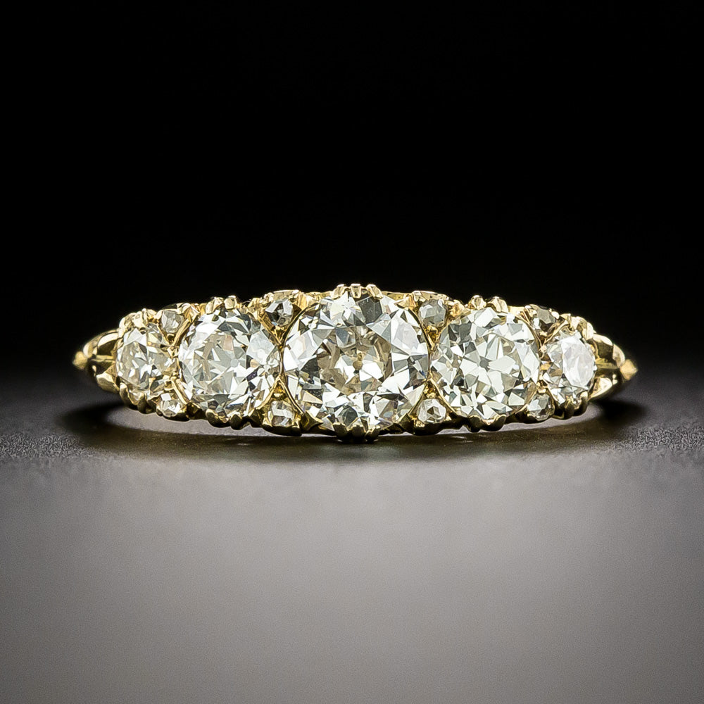 Victorian 18K Five-Stone Diamond Ring, English - 3