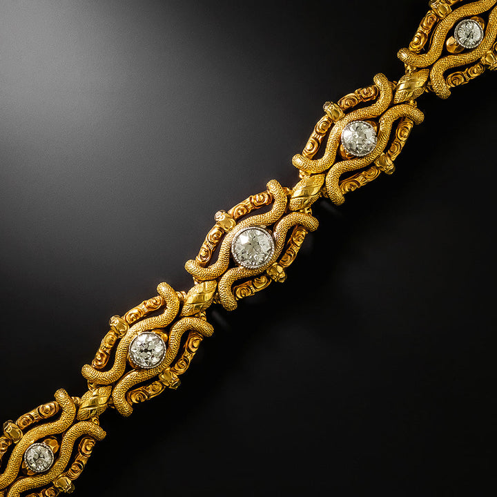 Victorian 18K Gold and Diamond Bracelet, English
