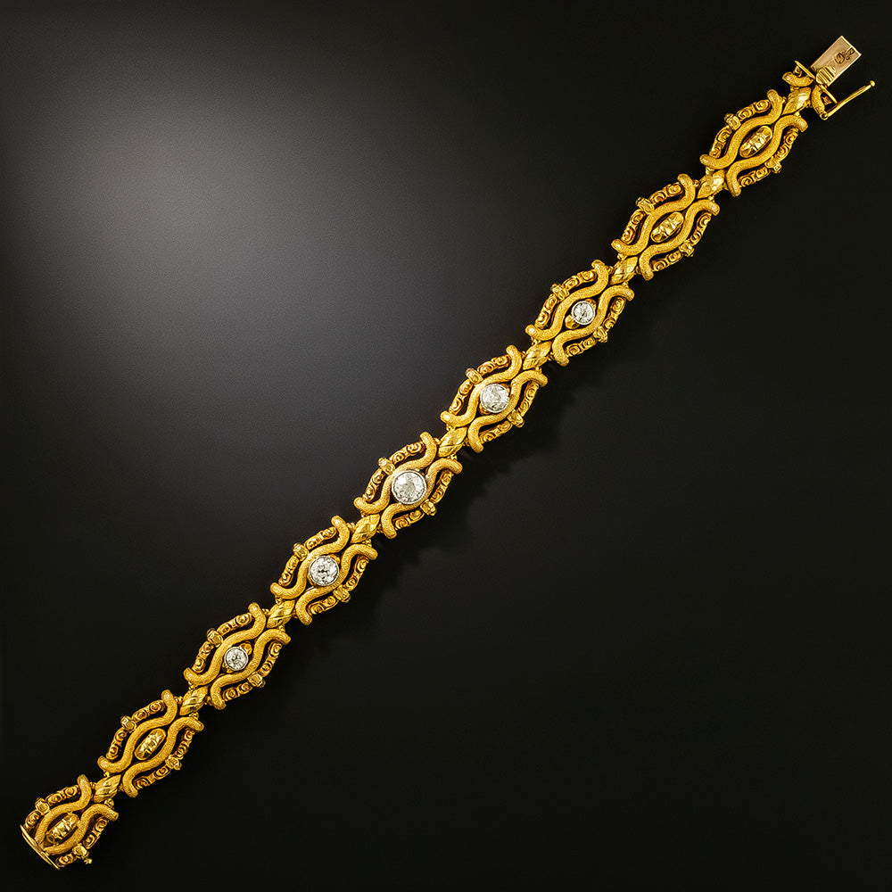 Victorian 18K Gold and Diamond Bracelet, English - 3