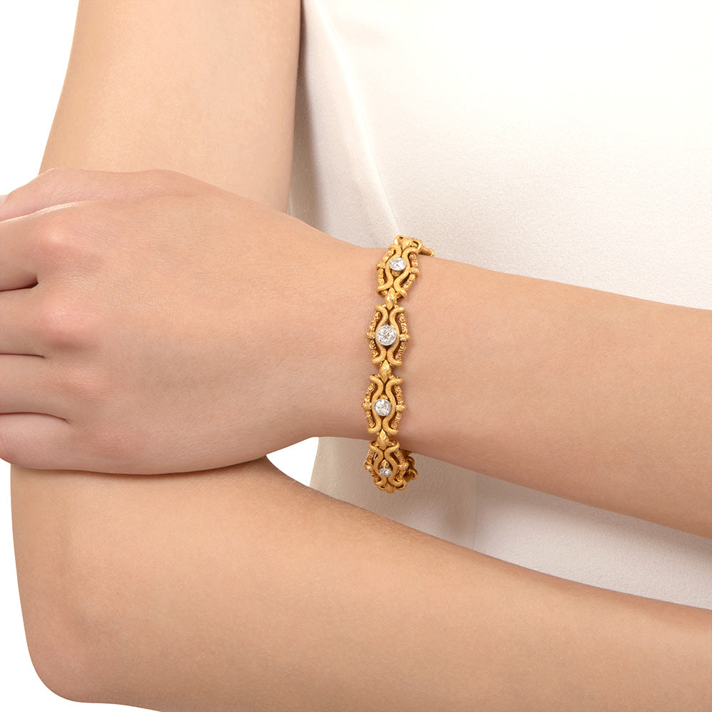 Victorian 18K Gold and Diamond Bracelet, English - 5