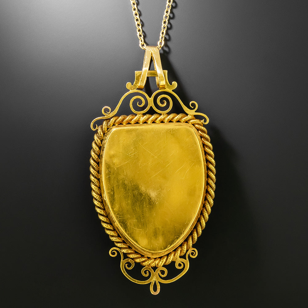Victorian 18K Onyx and Diamond Locket Pendant - 3