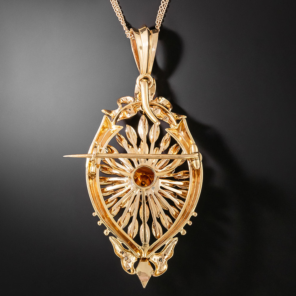 Victorian 18K Rose Gold Seed Pearl and Natural Pearl Necklace/Brooch - 2