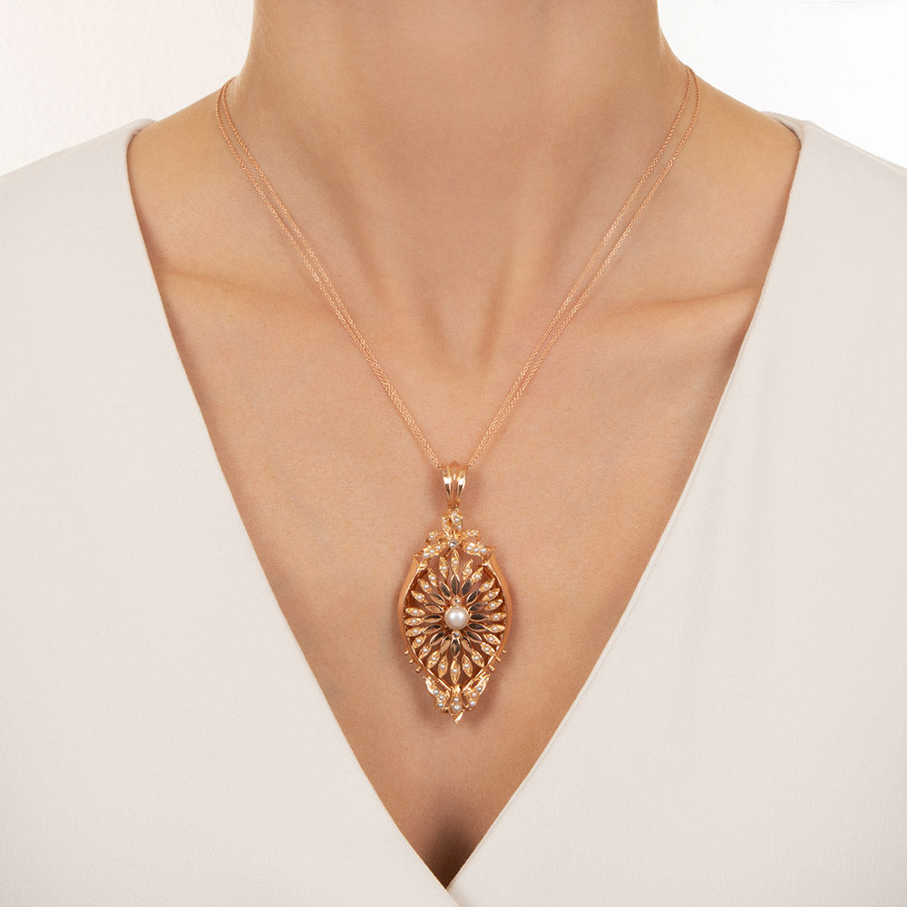 Victorian 18K Rose Gold Seed Pearl and Natural Pearl Necklace/Brooch - 4
