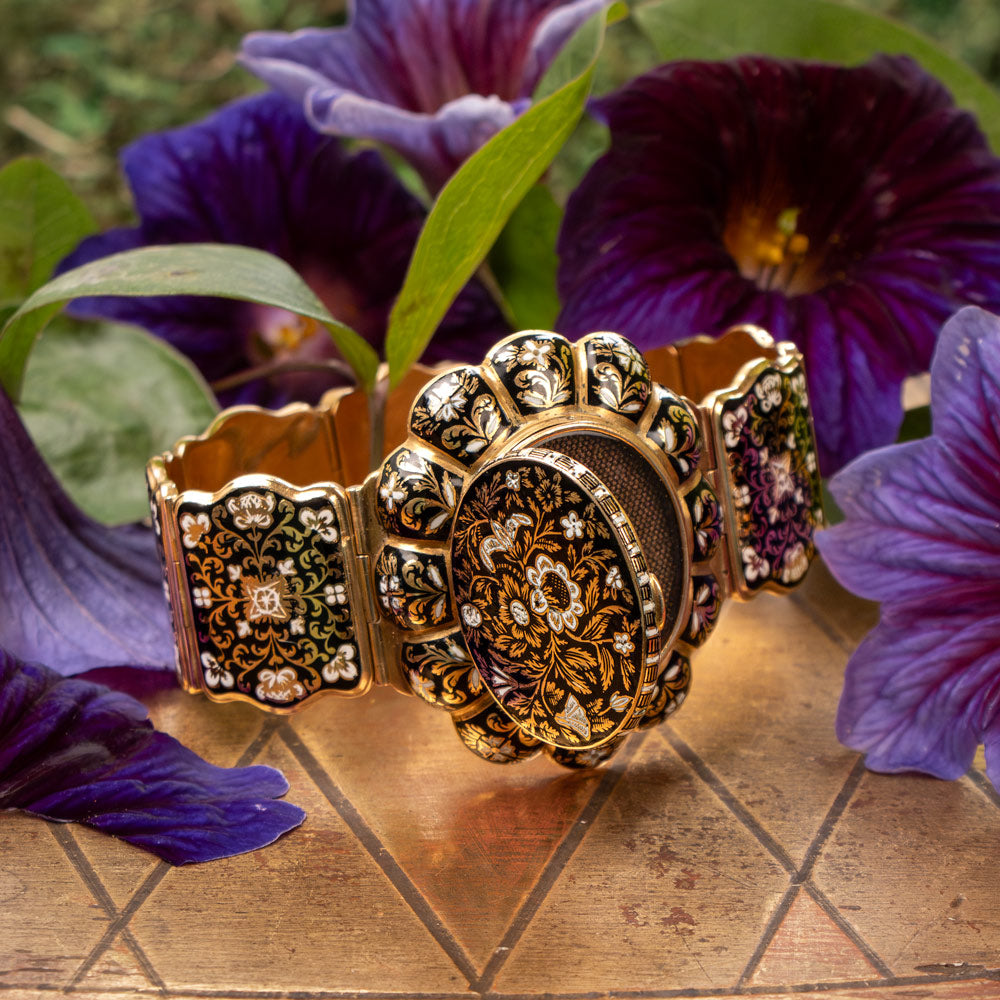 Victorian 18K Swiss Enamel Locket Bracelet - 5
