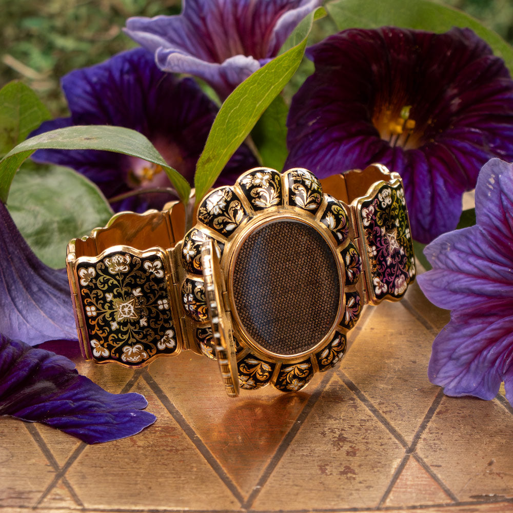 Victorian 18K Swiss Enamel Locket Bracelet - 6
