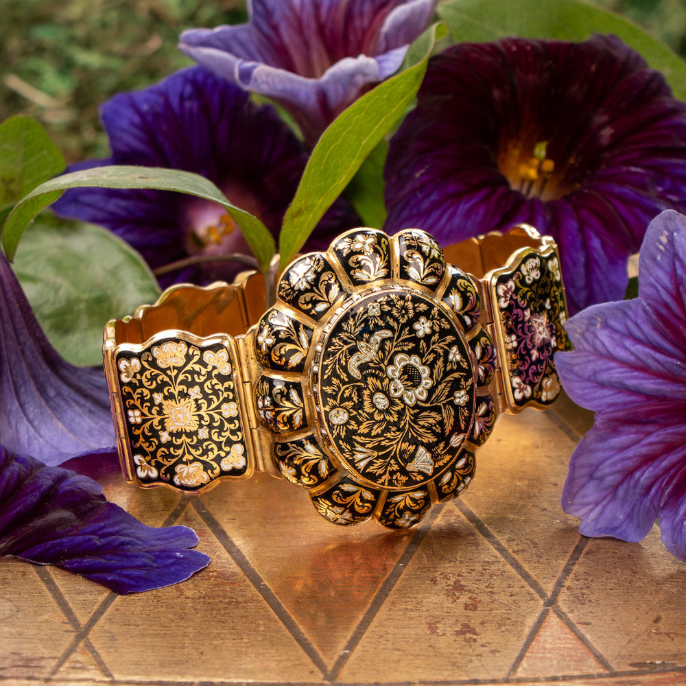 Victorian 18K Swiss Enamel Locket Bracelet - 5