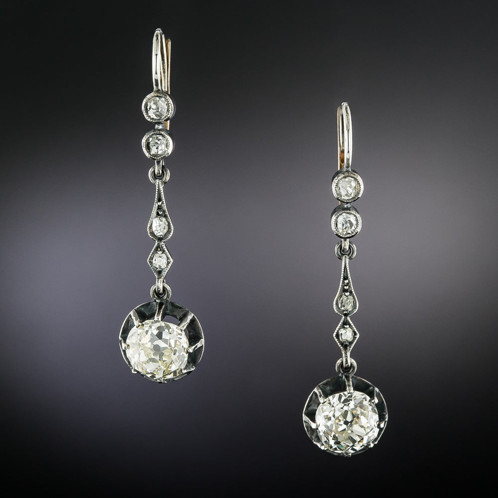 Victorian 2.55 Carat Diamond Dangle Earrings - 2