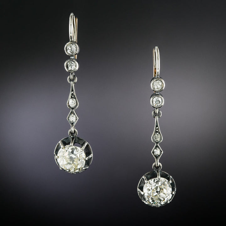 Victorian 2.55 Carat Diamond Dangle Earrings