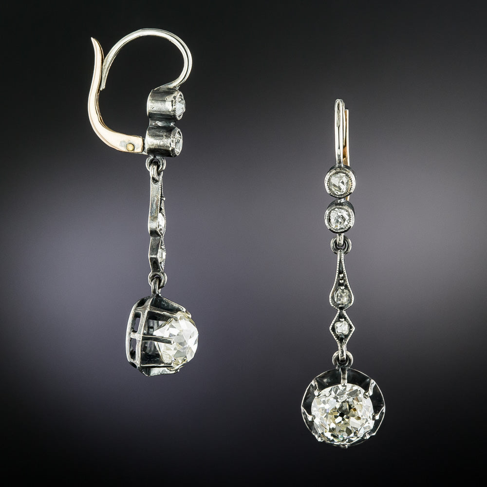 Victorian 2.55 Carat Diamond Dangle Earrings - 3