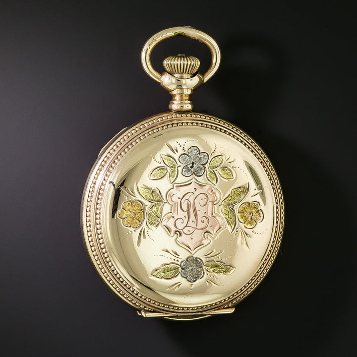 Victorian 4-Color Gold-Filled Waltham Hunting Case Pocket/Pendant Watch