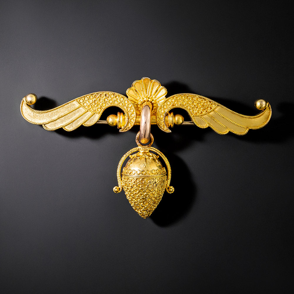 Victorian Acorn Earrings and Brooch Set - 3