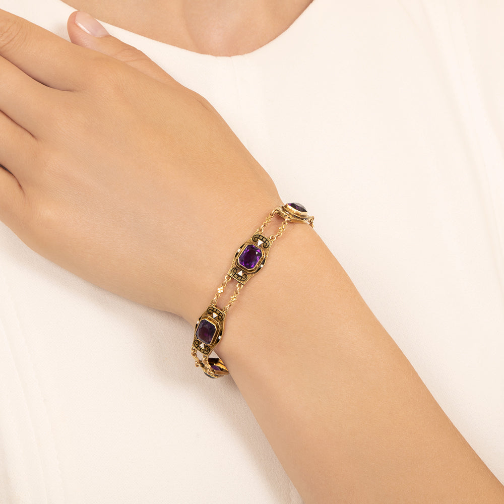 Victorian Amethyst and Enamel Bracelet - 4