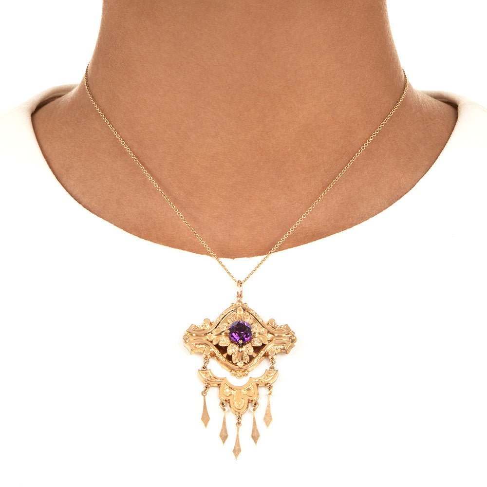 Victorian Amethyst Fringe Pendant - 4