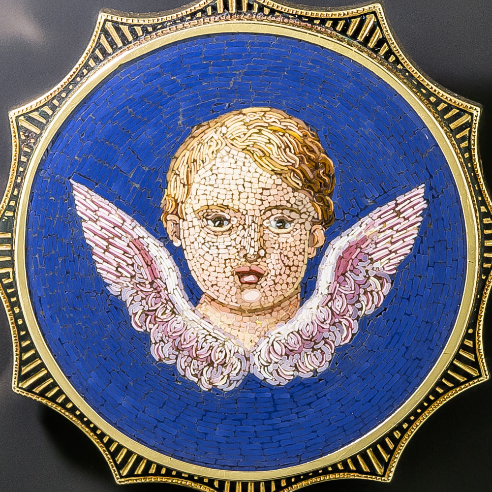 Victorian Angel Micromosaic Pin - 2
