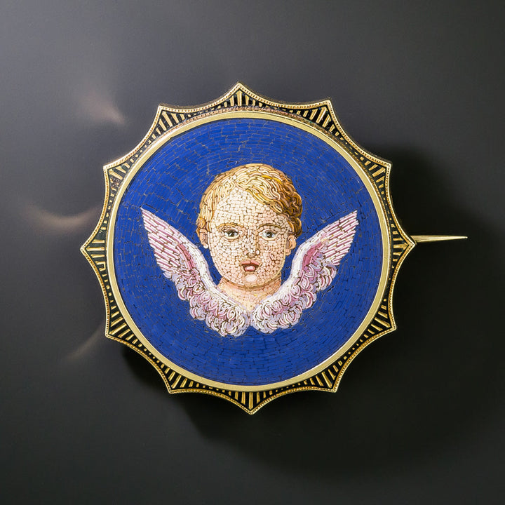 Victorian Angel Micromosaic Pin