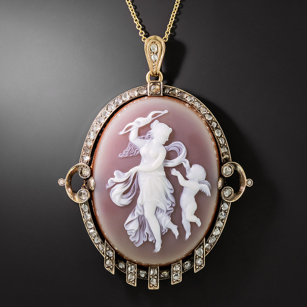 Victorian Artemis/Diana and Cupid Cameo Pendant - 3