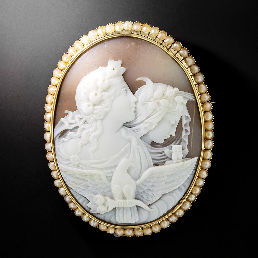Victorian Aurora and Nyx Shell Cameo Brooch - 2