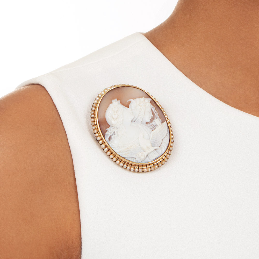 Victorian Aurora and Nyx Shell Cameo Brooch - 4
