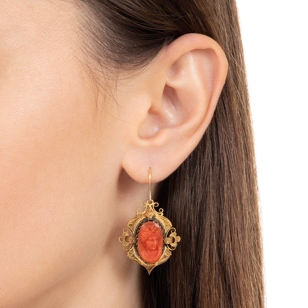Victorian Bacchus Coral Earrings  - 10