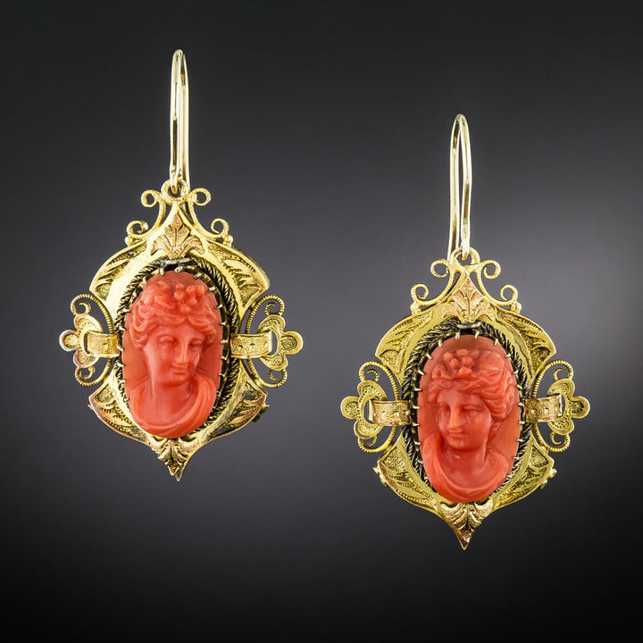 Victorian Bacchus Coral Earrings