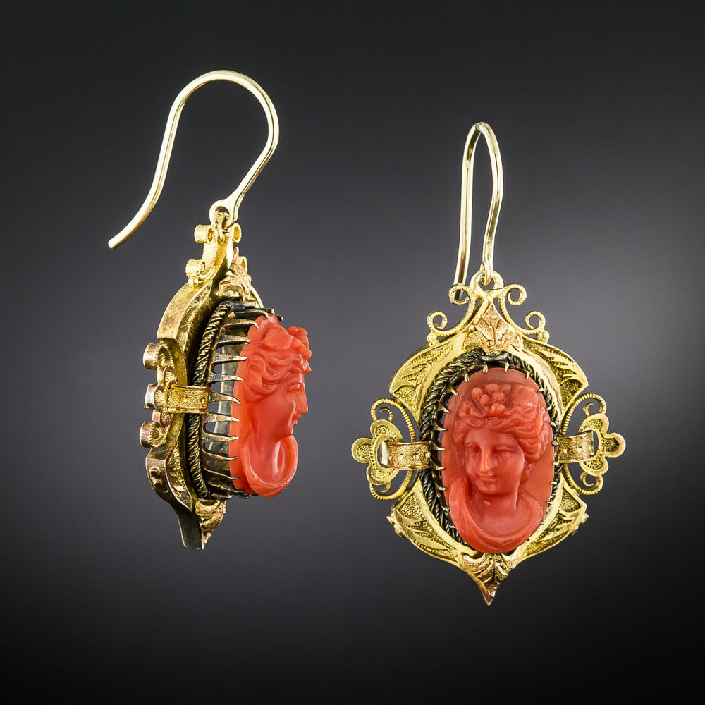 Victorian Bacchus Coral Earrings  - 10