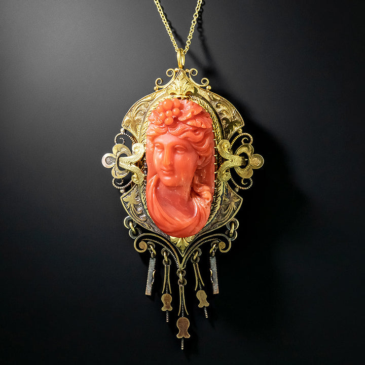 Victorian Bacchus Coral Pendant/Brooch