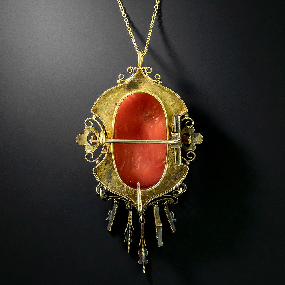 Victorian Bacchus Coral Pendant/Brooch - 4