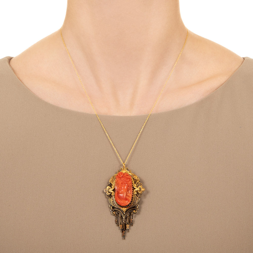 Victorian Bacchus Coral Pendant/Brooch - 5